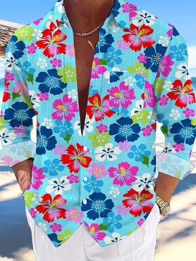 Men's Casual Hawaiian Print Lapel Shirt