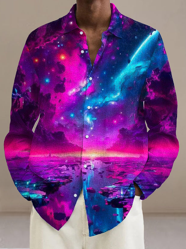 Gentleman Vintage Space Star Art Print Long Sleeve Shirt