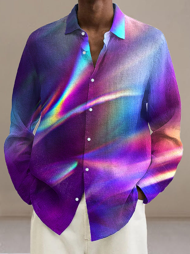 Gentleman Vintage Neon Light Abstract Art Pattern Long Sleeve Shirt