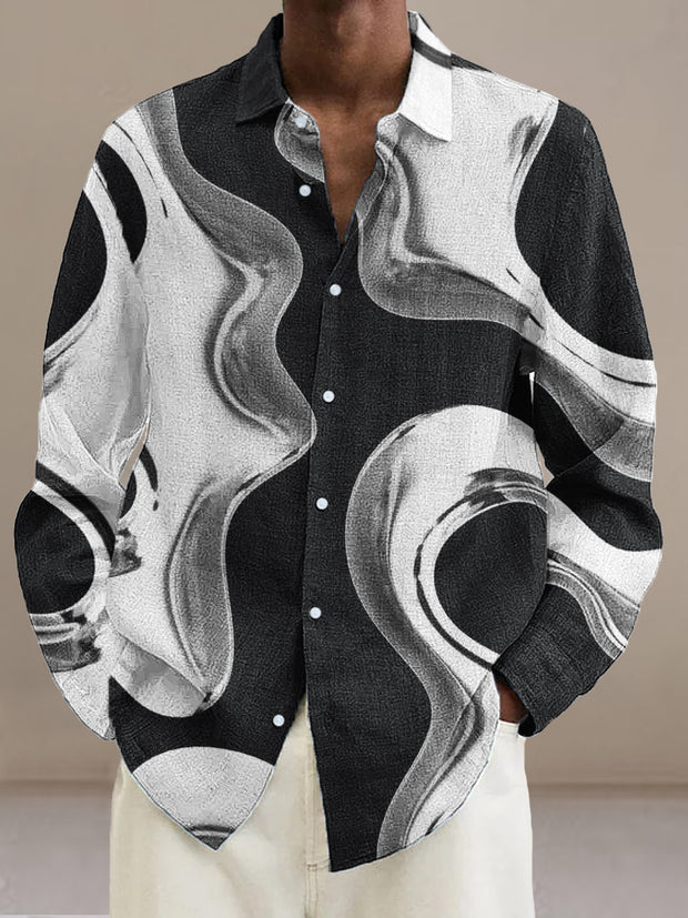 Gentleman Vintage Abstract Line Geometric Art Print Long Sleeve Shirt