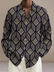 Gentleman Vintage Line Geometric Art Print Long Sleeve Shirt