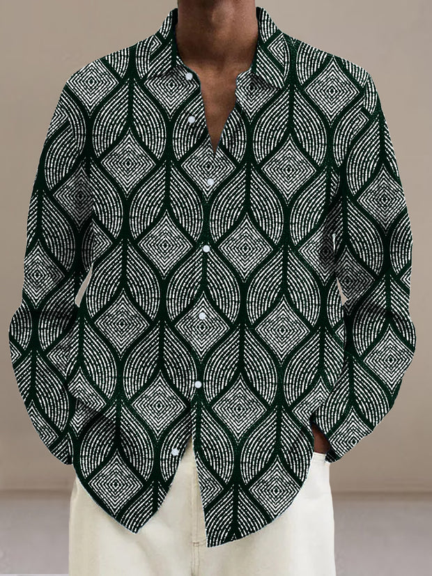 Gentleman Vintage Line Geometric Art Print Long Sleeve Shirt