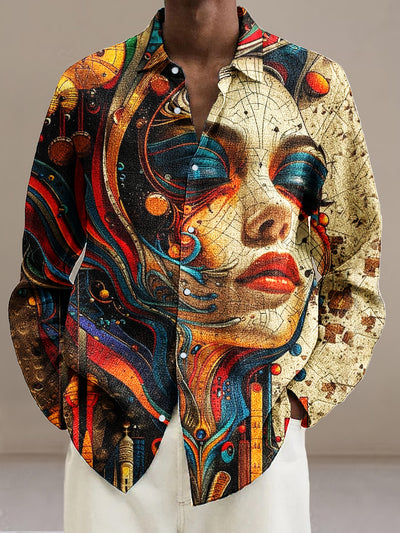 Gentleman Vintage Abstract Portrait Art Print Long Sleeve Shirt