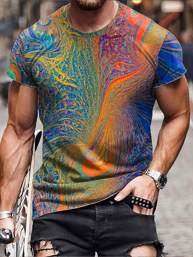 Gentleman's Classic Color Textured Art Graphic Short Sleeve T-Shirt