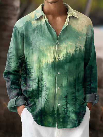 Gentleman Vintage Abstract Mountain Landscape Art Print Long Sleeve Shirt