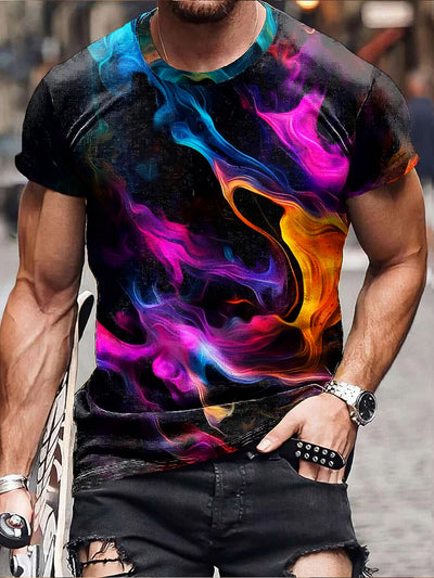 Gentleman Vintage Fluorescent Fluid Art Print Short Sleeve T-Shirt