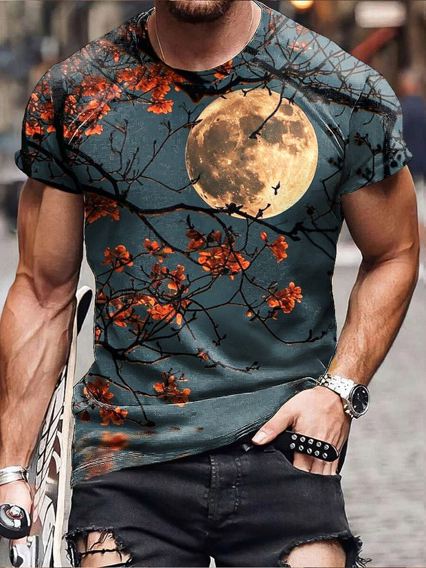 Gentleman Vintage Moon Plum Art Print Short Sleeve T-Shirt