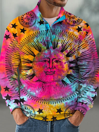 Gentleman Vintage Iridescent Sun God Art Print Corduroy Stand Up Sweatshirt