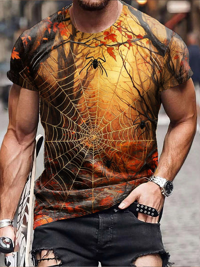 Gentleman Vintage Spider Web Art Print Short Sleeve T-Shirt