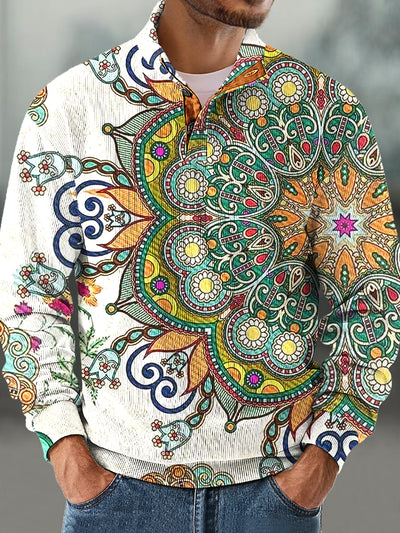 Gentleman Vintage Mandala Art Print Corduroy Stand Up Sweatshirt