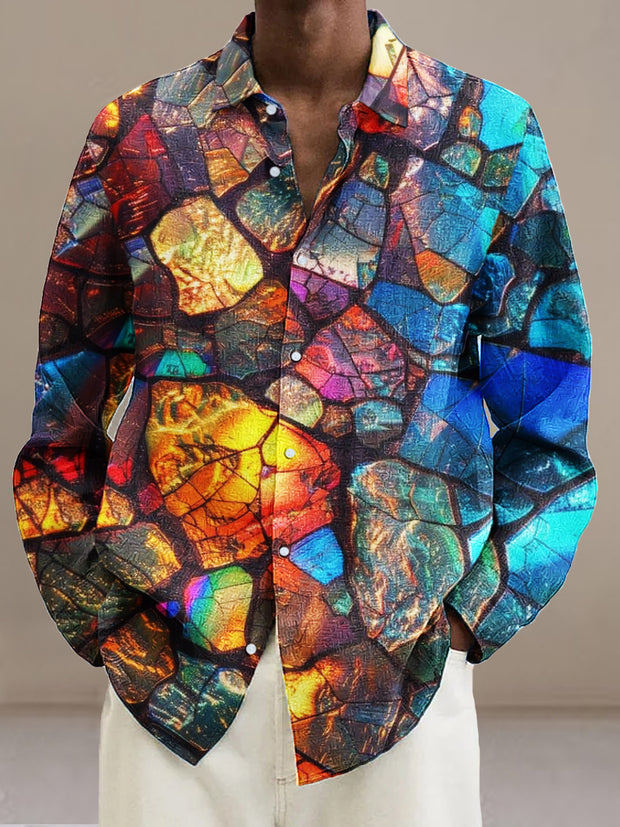 Gentleman Vintage Colored Gemstone Art Print Long Sleeve Shirt