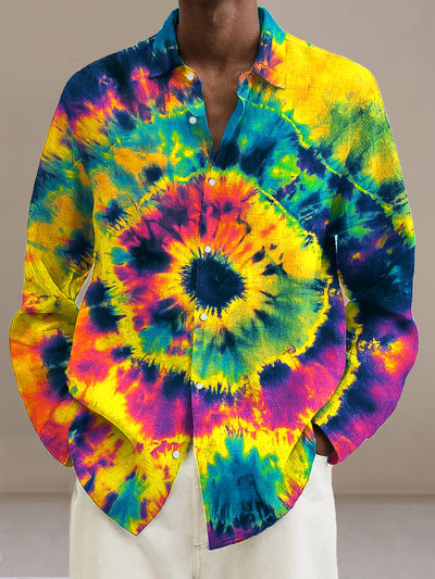 Gentleman Vintage Iridescent Tie-Dye Art Print Long Sleeve Shirt