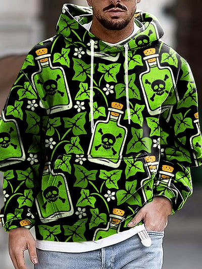 Gentleman Vintage Halloween Skull Poison Art Print Hooded Sweatshirt