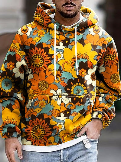 Gentleman Vintage Colorful Floral Art Print Hooded Sweatshirt