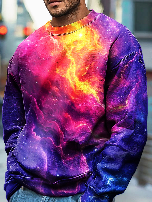 Gentleman's Everyday Neon Space Cloud Art Print Crew Neck Pullover Hoodie