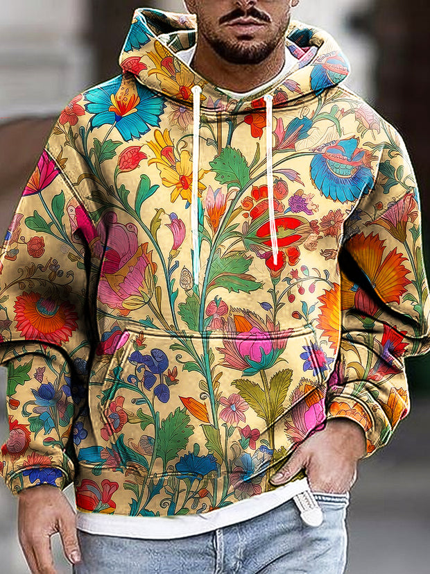 Gentleman Vintage Ethnic Floral Art Print Hooded Sweatshirt