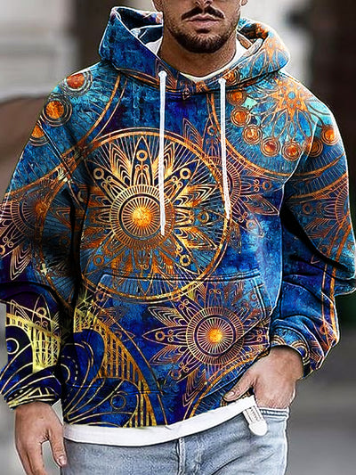 Gentleman Vintage Gold Mandala Art Print Hooded Sweatshirt