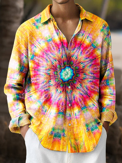 Gentleman Vintage Psychedelic Mandala Art Print Long Sleeve Shirt