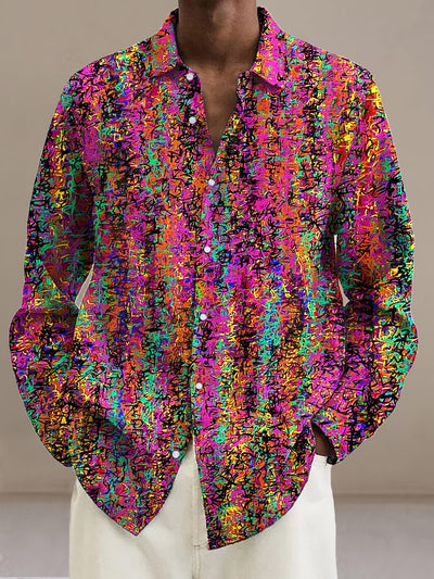 Gentleman Vintage Abstract Colorful Ink Art Print Long Sleeve Shirt