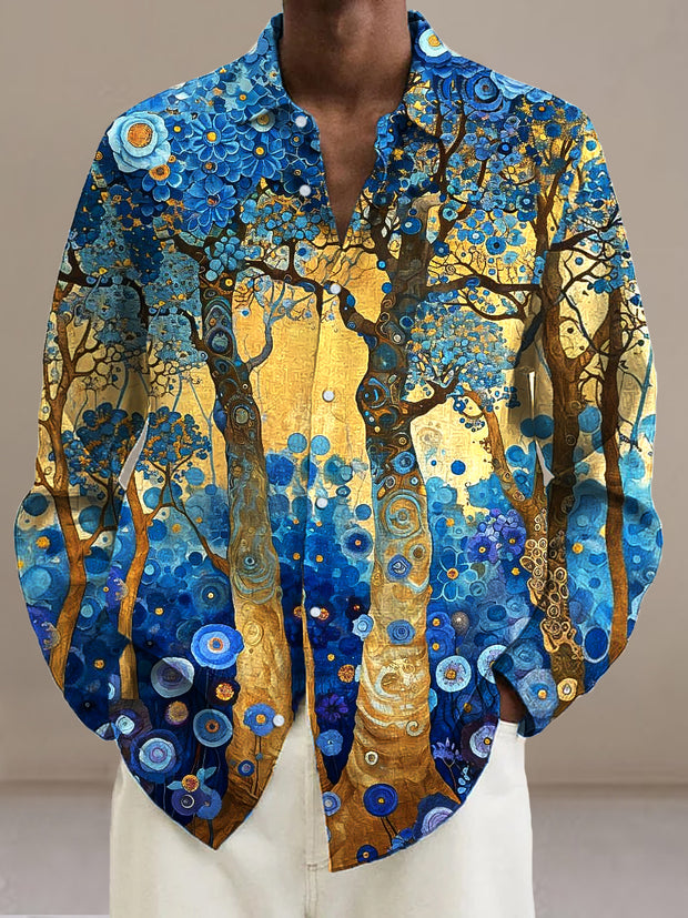 Gentleman Vintage Abstract Colorful Forest Art Print Long Sleeve Shirt