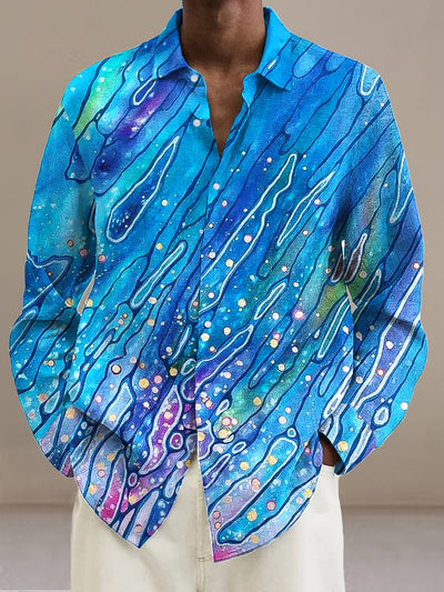 Gentleman Vintage Swoosh Line Droplet Art Print Long Sleeve Shirt