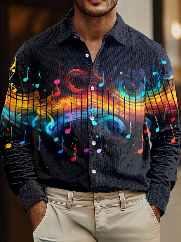 Gentleman Vintage Abstract Sheet Music Art Print Corduroy Shirt