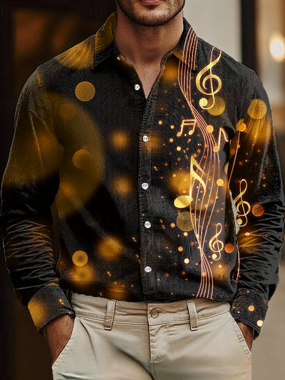 Gentleman Vintage Gold Sheet Music Art Print Corduroy Shirt