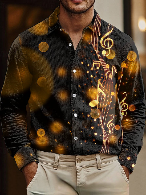 Gentleman Vintage Gold Sheet Music Art Print Corduroy Shirt