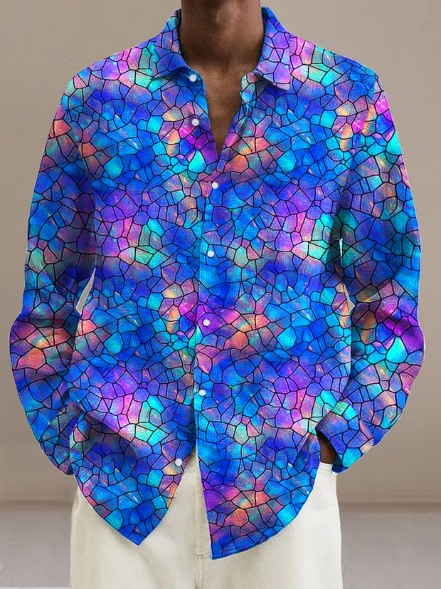 Gentleman Vintage Colorful Geometric Art Print Long Sleeve Shirt