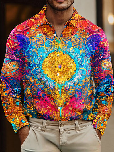 Gentleman Vintage Colorful Art Print Corduroy Shirt