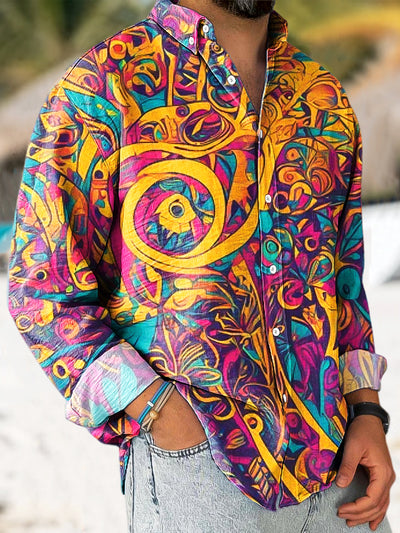 Gentleman Vintage Colorful Art Print Long Sleeve Shirt