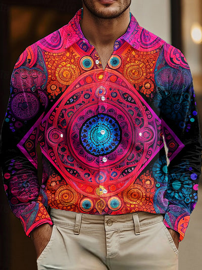 Gentleman Vintage Psychedelic Eyes Art Print Corduroy Shirt