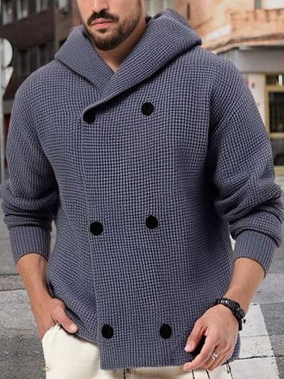 Gentleman Vintage Thickened Hooded Knit Cardigan Jacket