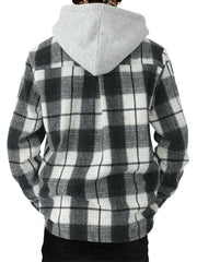 Gentleman's Casual Flannel Plaid Hooded Shirt