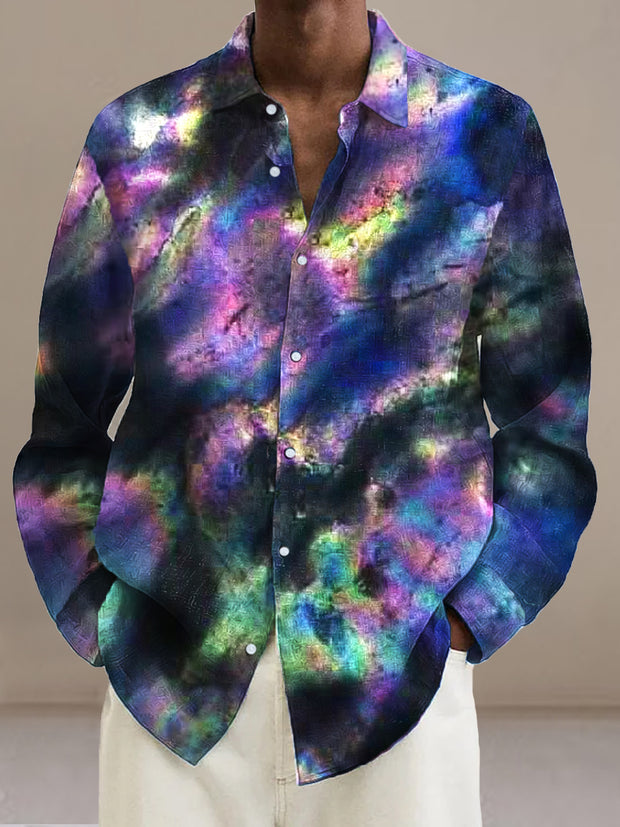 Gentleman Vintage Colorful Mother of Pearl Halo Dye Art Print Long Sleeve Shirt