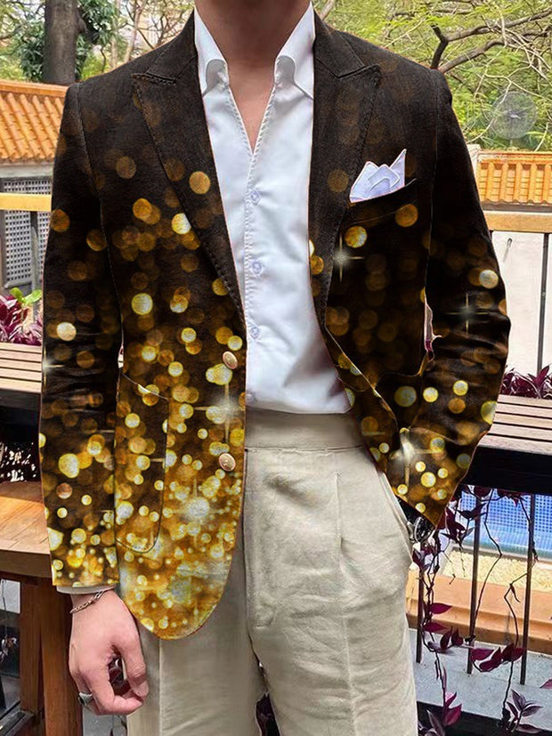 Gentleman's Everyday Gradient Light Art Print Lapel Two Button Blazer