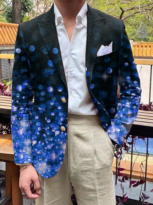 Gentleman's Everyday Gradient Light Art Print Lapel Two Button Blazer