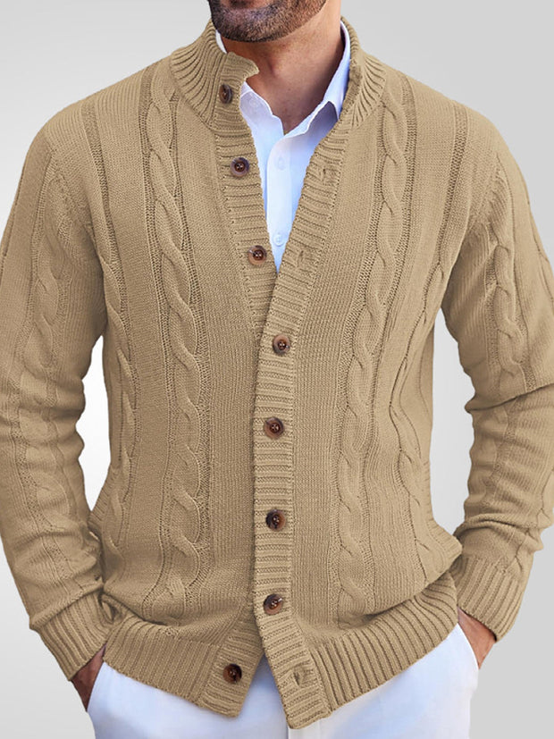 Gentleman's Vintage Stand Collar Button Down Knit Cardigan