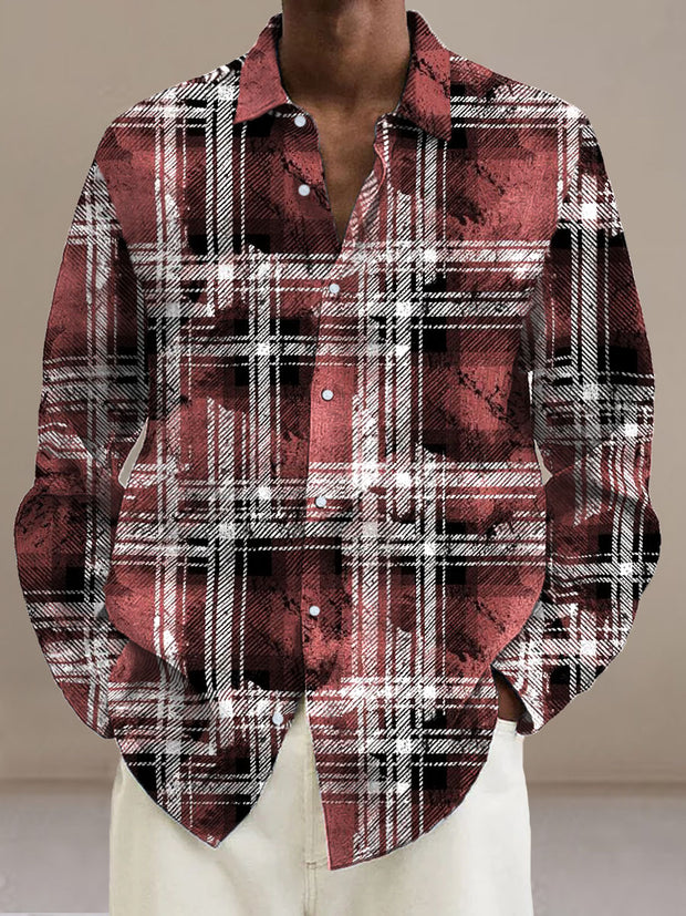 Men's Pink Check Cotton Summer Casual Beach Shirt long Sleeve