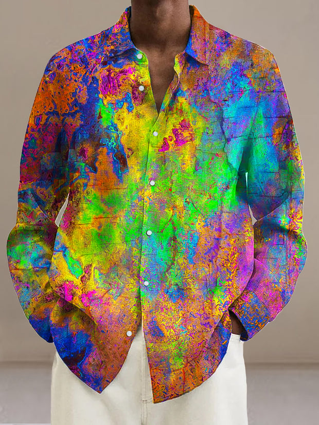 Gentleman Vintage Abstract Multicolor Art Print Long Sleeve Shirt