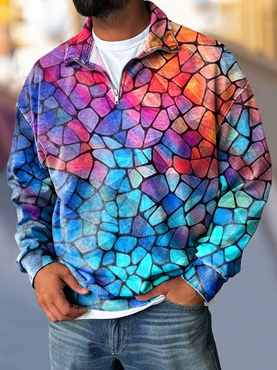 Gentleman Vintage Color Gradient Geometric Art Print Zip Sweatshirt