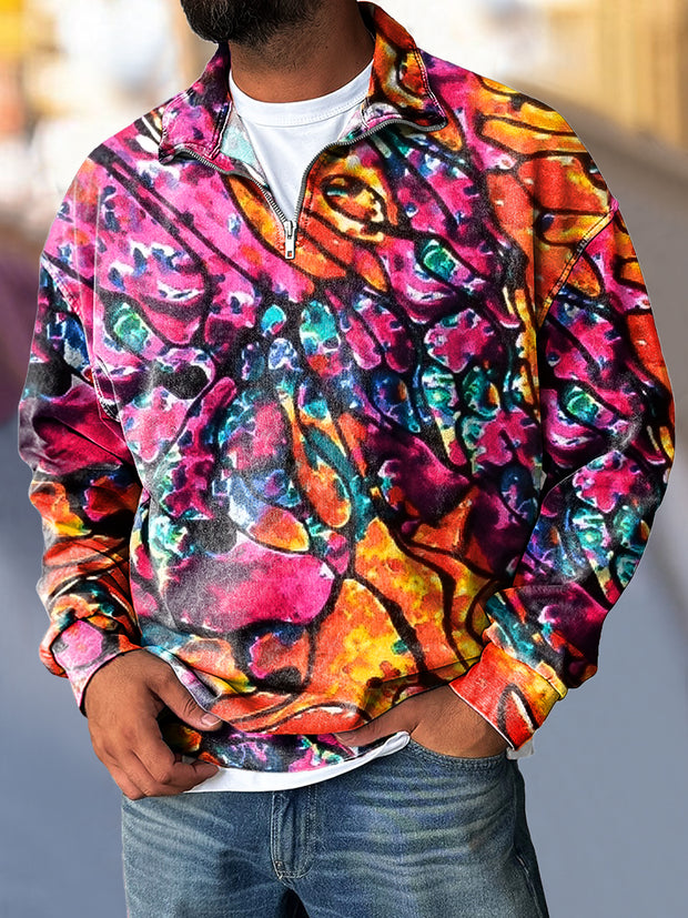 Gentleman Vintage Iridescent Abstract Art Print Zip Sweatshirt