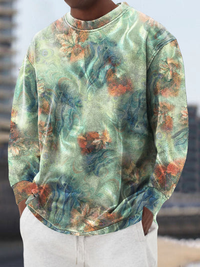 Men's Abstract Maole Leaf  Cotton Summer Casual Beach Shirt Short Sleeve