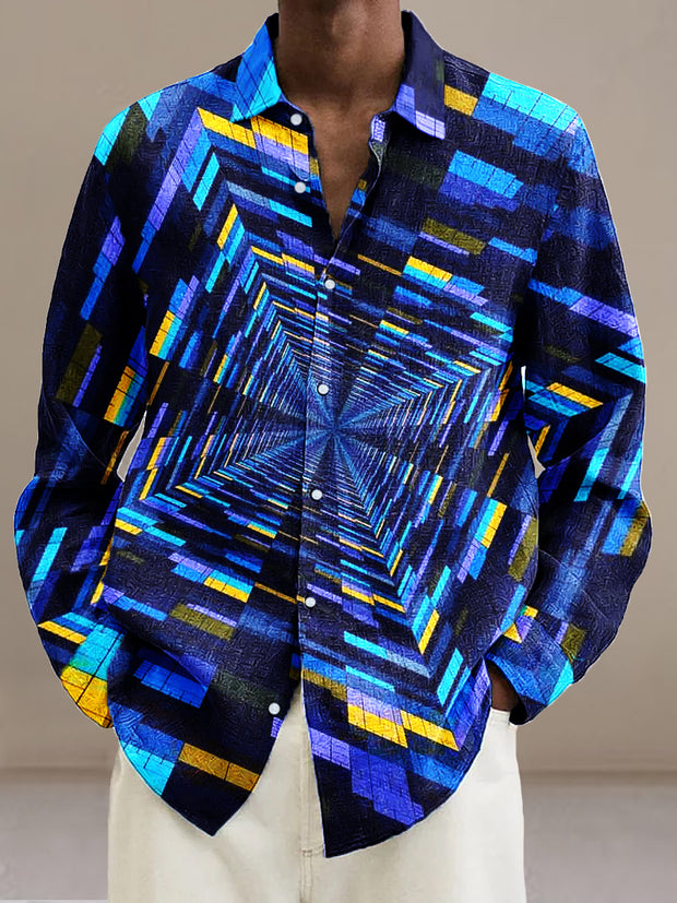 Gentleman Vintage Geometric Swirl Art Print Long Sleeve Shirt