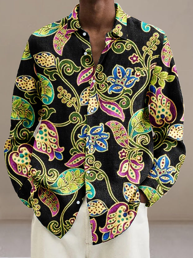 Gentleman Vintage Paisley Floral Art Print Long Sleeve Shirt