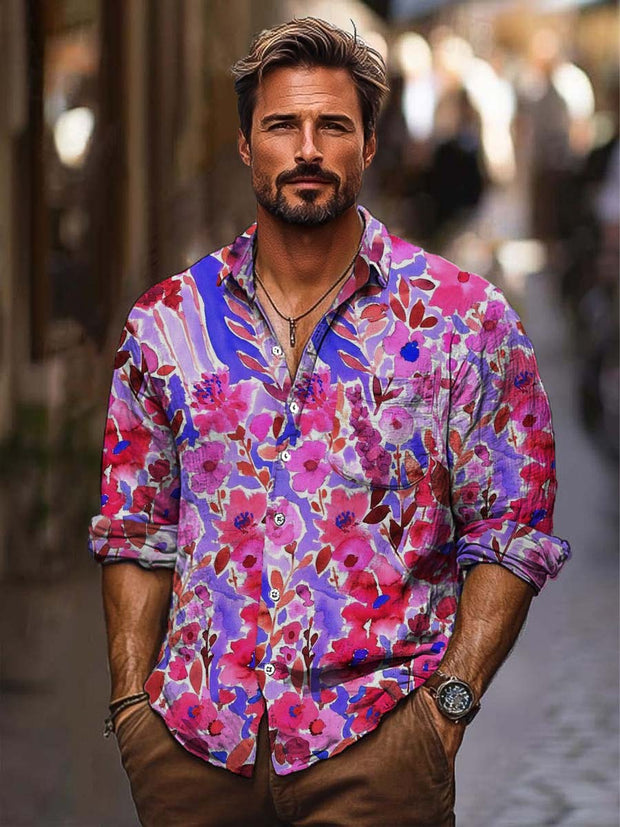 Men's ice cream Cotton Summer Casual Beach Shirt long Sleeve