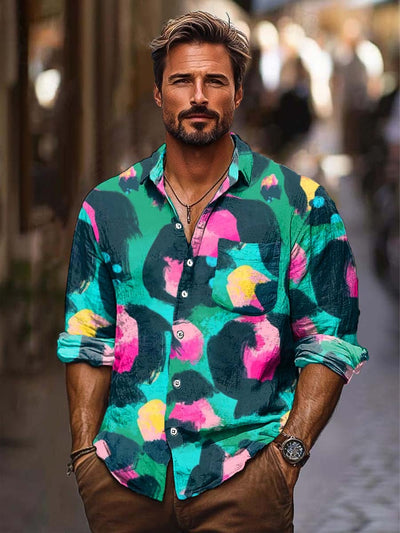 Men's ice cream Cotton Summer Casual Beach Shirt long Sleeve