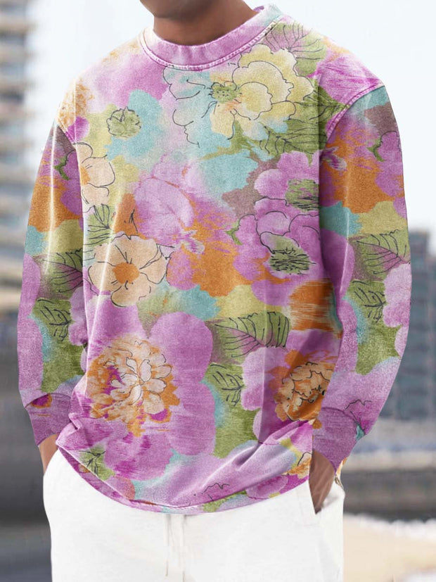 Men's ice cream cotton fashion print crewneck loose sweatshirt