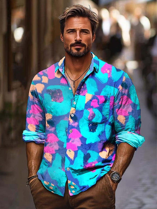 Men's ice cream Cotton Summer Casual Beach Shirt long Sleeve