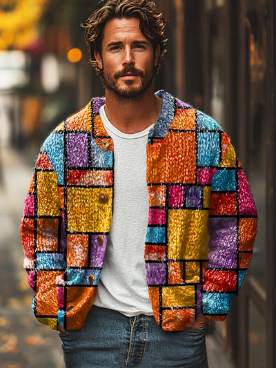 Gentleman Vintage Colorful Geometric Art Print Cardigan Sweater